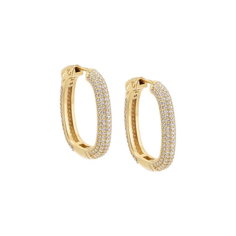 Fancy Large Pavé Oval Shape Hoop Earring sold by Adina Eden's
