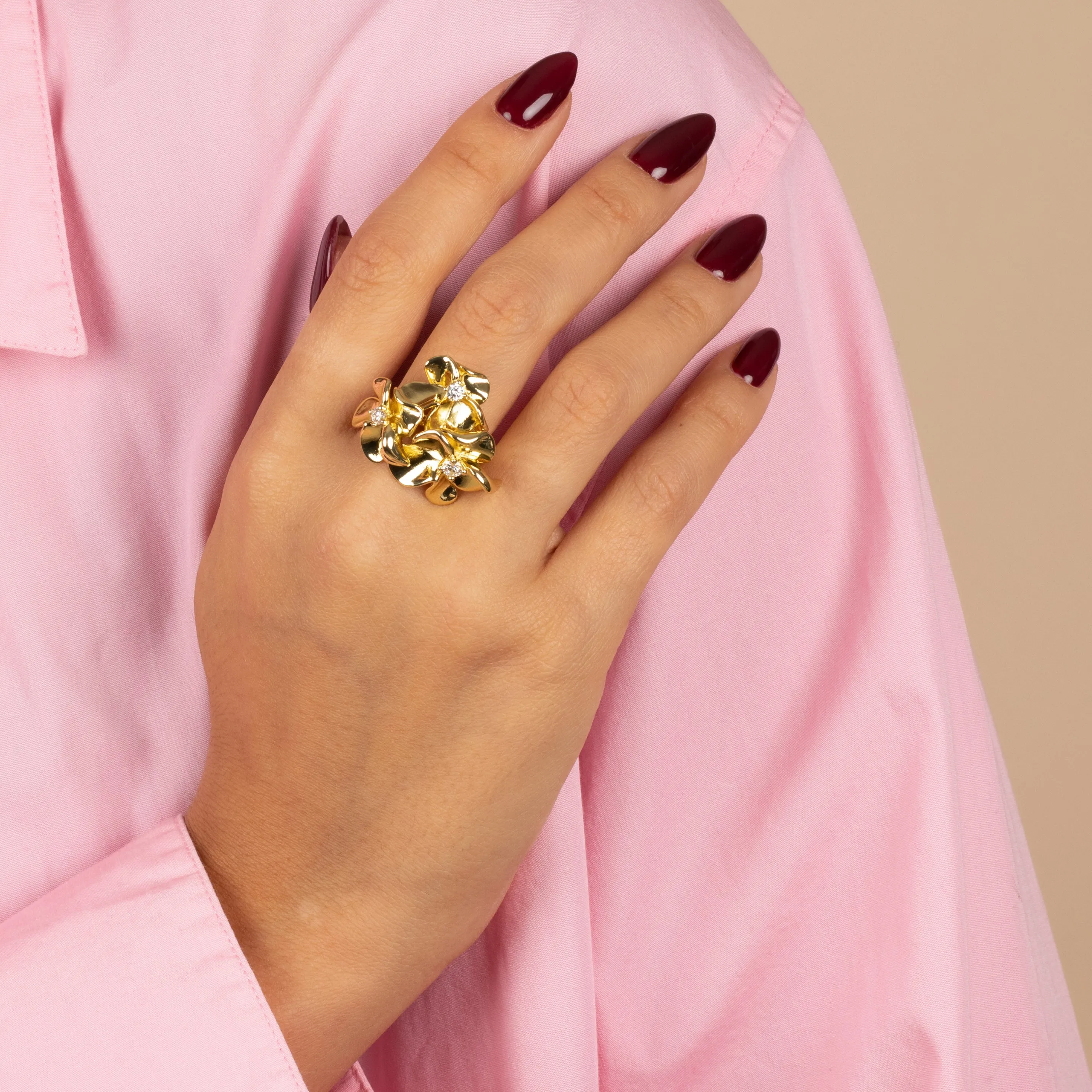 CZ Multi Flower Fancy Ring sold by Adina Eden's product image thumbnail 2