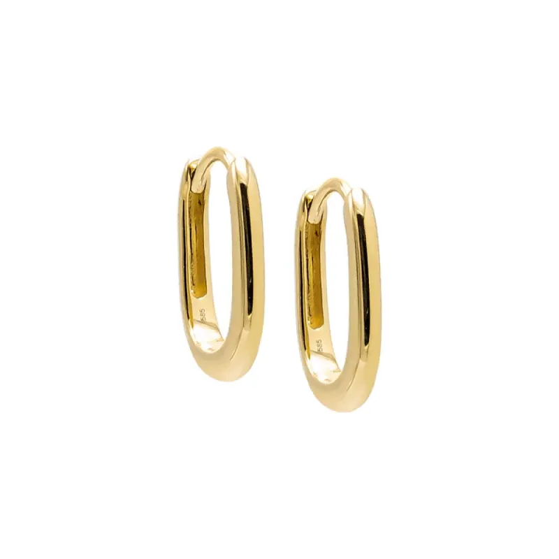 Solid Oval Huggie Earring 14K sold by Adina Eden's