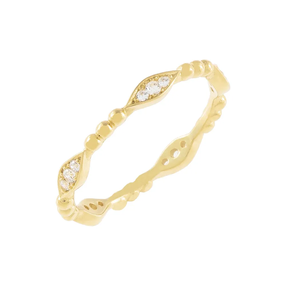 CZ X Beaded Evil Eye Ring sold by Adina Eden's