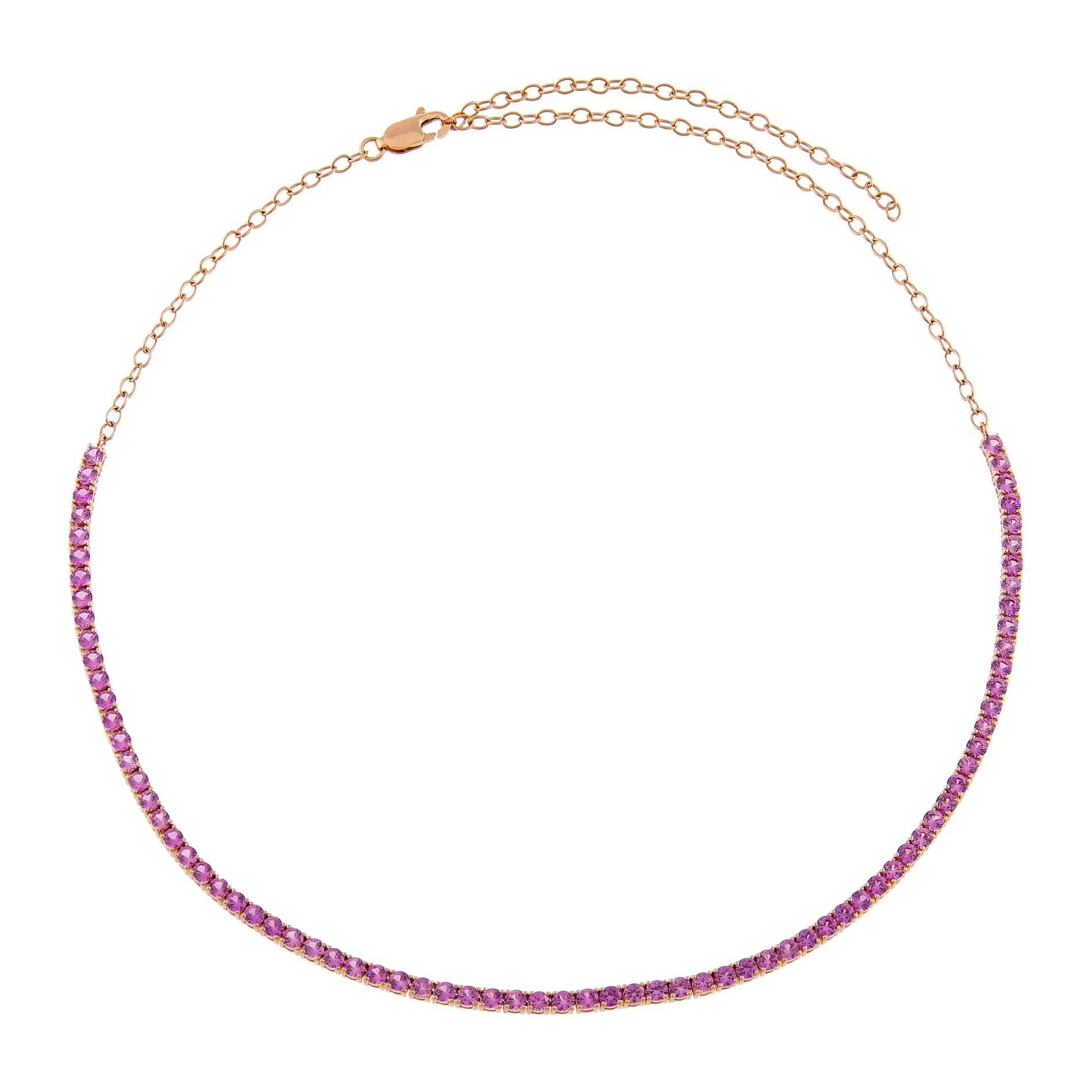 Sapphire Pink Tennis Necklace 14K sold by Adina Eden's product image thumbnail 3