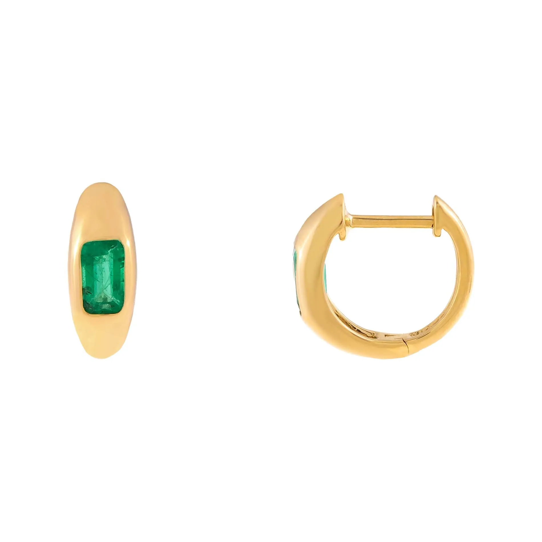 Gemstone Baguette Hollow Dome Huggie Earring 14K sold by Adina Eden's product image thumbnail 2