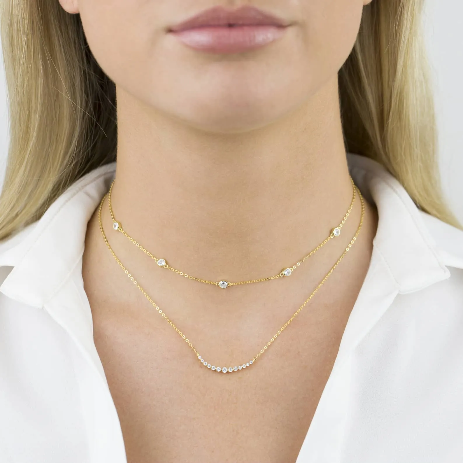Round Pavé Curved Necklace sold by Adina Eden's product image thumbnail 2