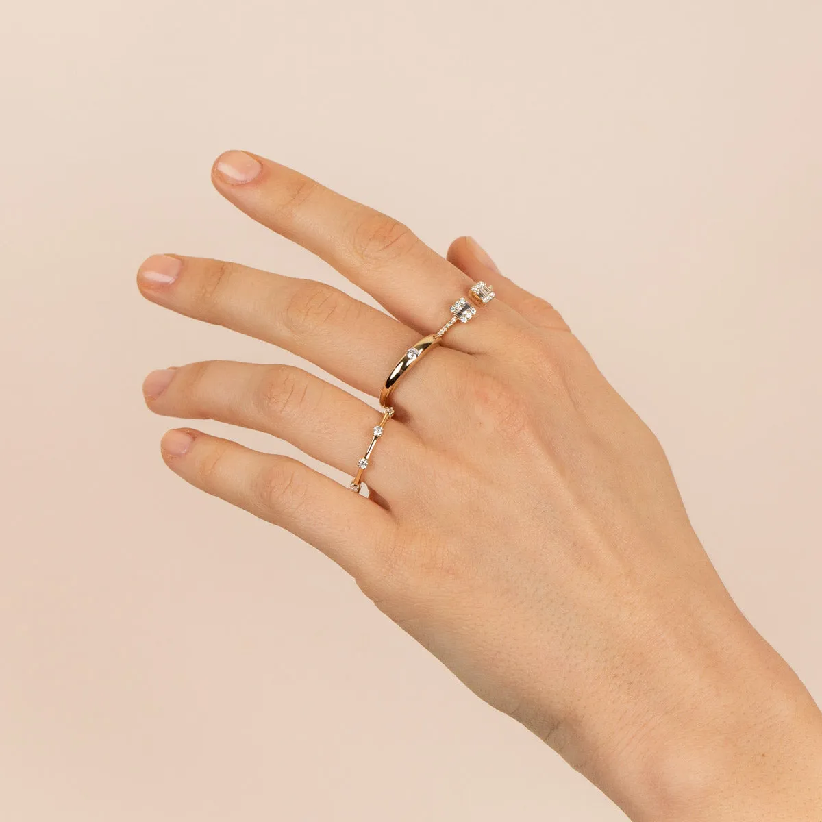 Diamond Illusion Baguette Adjustable Ring 14K sold by Adina Eden's product image thumbnail 2