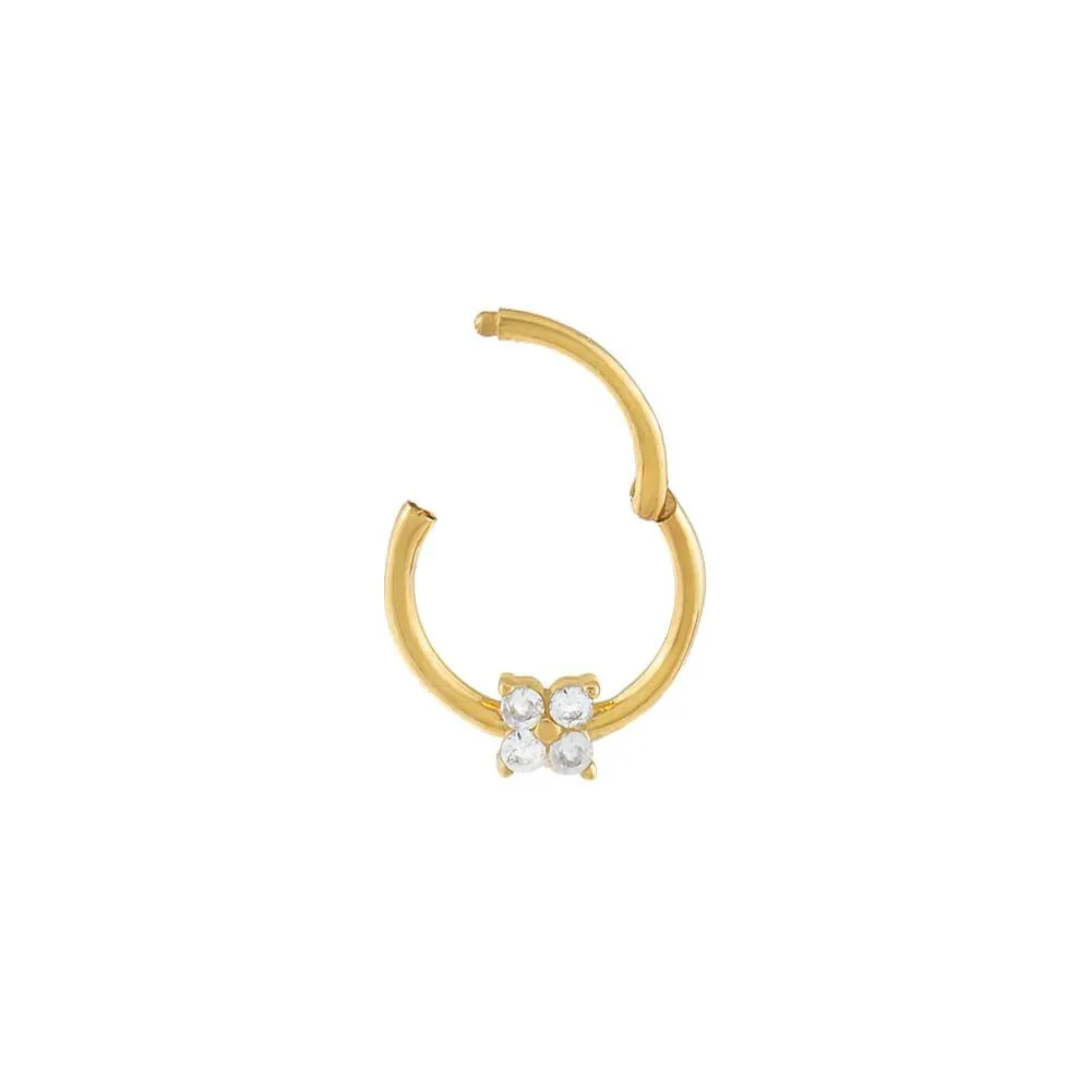 CZ Flower Cartilage Huggie Earring 14K sold by Adina Eden's product image thumbnail 3