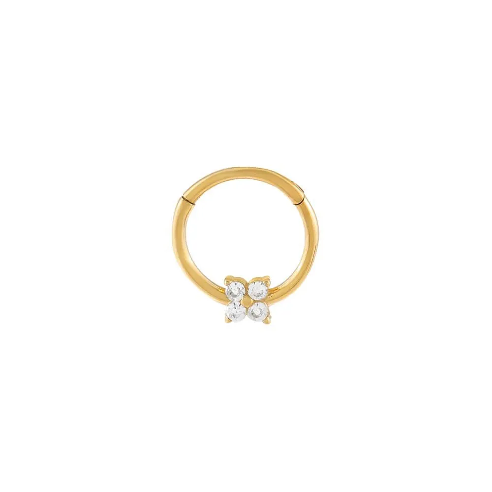 CZ Flower Cartilage Huggie Earring 14K sold by Adina Eden's