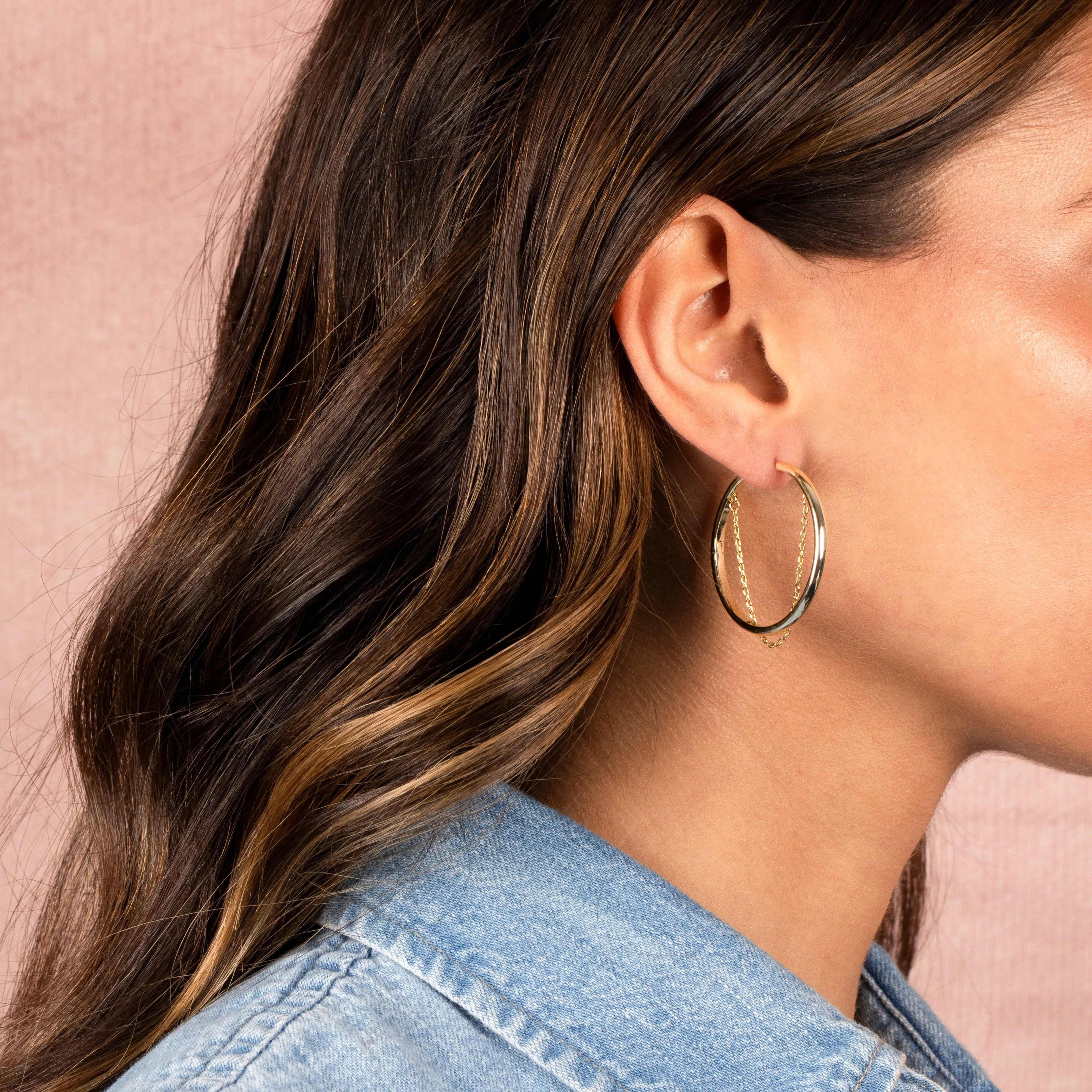 Dangling Chain Hoop Earring sold by Adina Eden's product image thumbnail 2