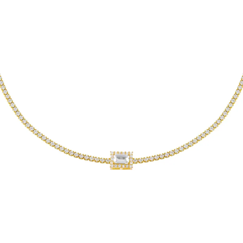CZ Baguette Tennis Choker sold by Adina Eden's