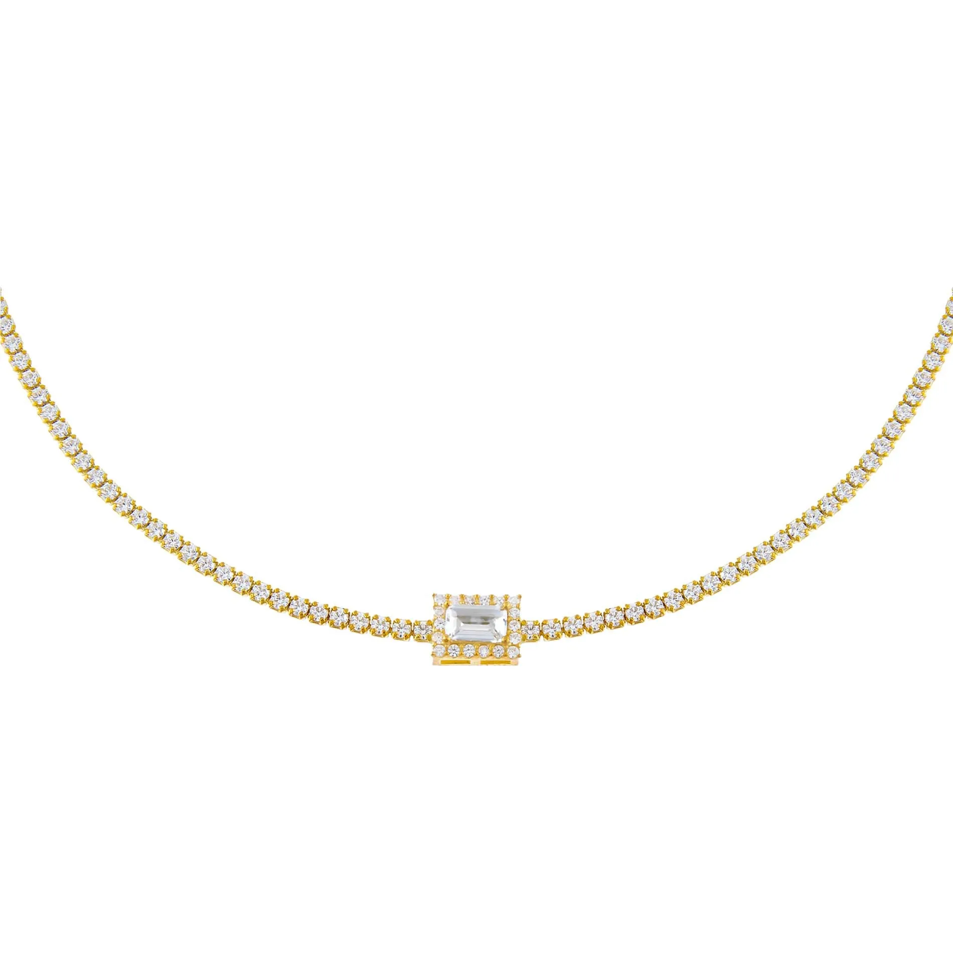 CZ Baguette Tennis Choker sold by Adina Eden's