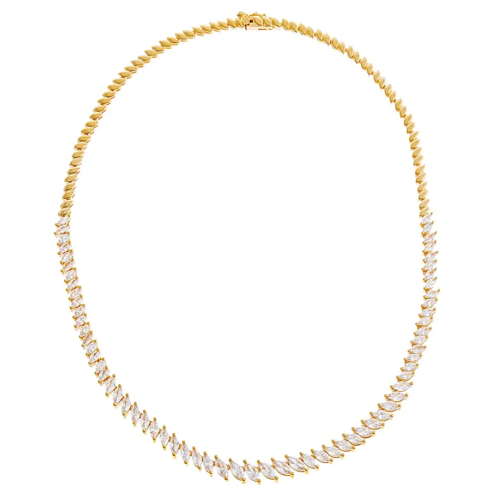 CZ Graduated Marquise Tennis Necklace sold by Adina Eden's product image thumbnail 3