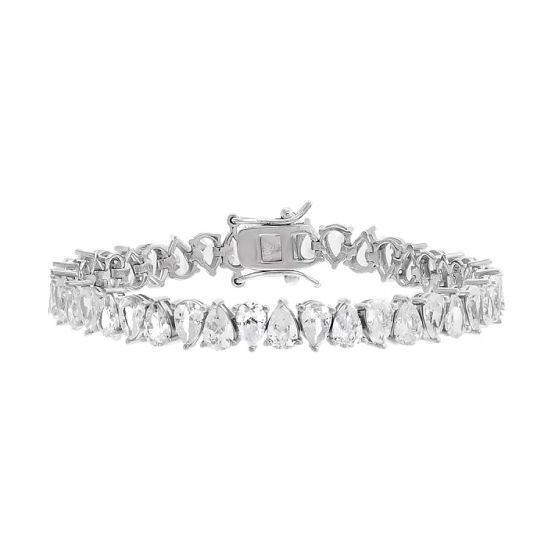 Silver Wide Pear Shaped Tennis Bracelet sold by Adina Eden's
