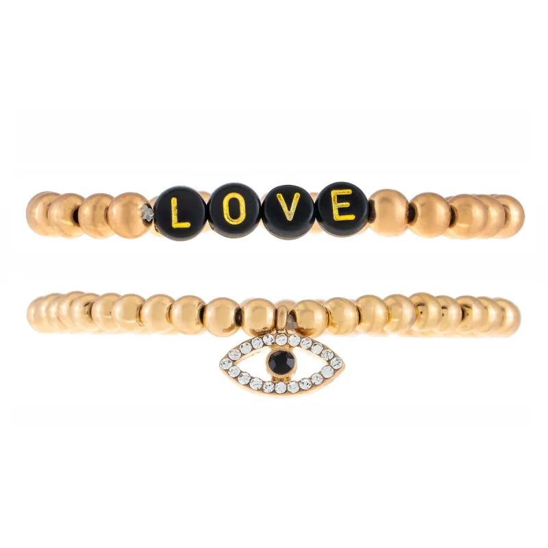 Love X Evil Eye Beaded Bracelet Set sold by Adina Eden's