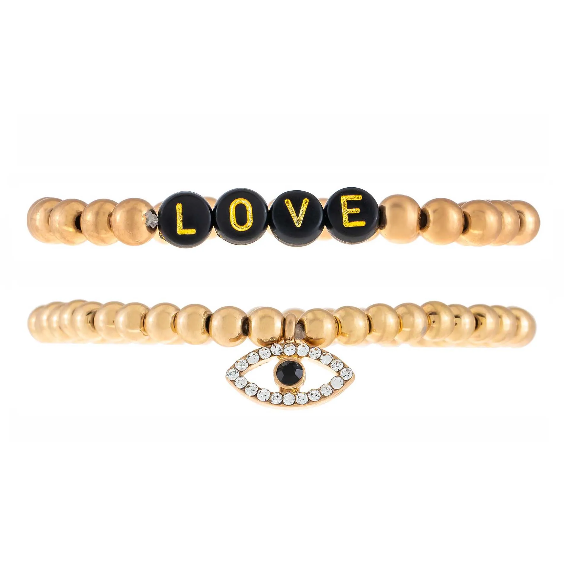 Love X Evil Eye Beaded Bracelet Set sold by Adina Eden's