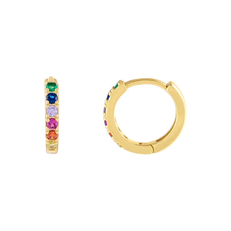 CZ Mini Rainbow Huggie Earring sold by Adina Eden's