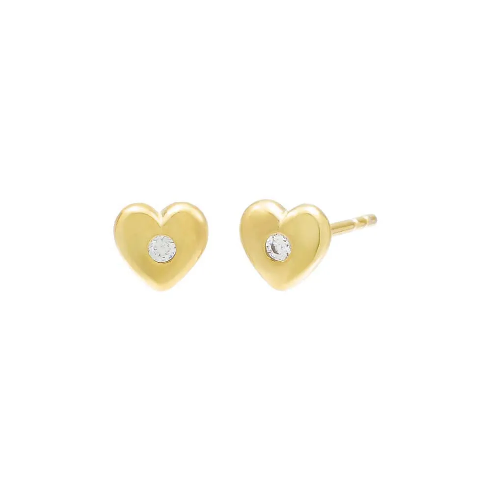 Tiny CZ Heart Stud Earring sold by Adina Eden's