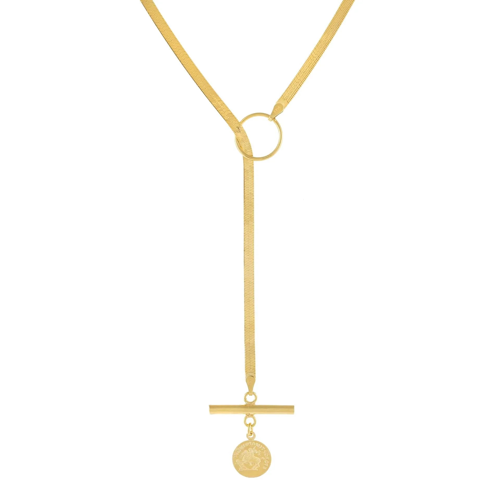 Vintage Coin Toggle Herringbone Lariat sold by Adina Eden's