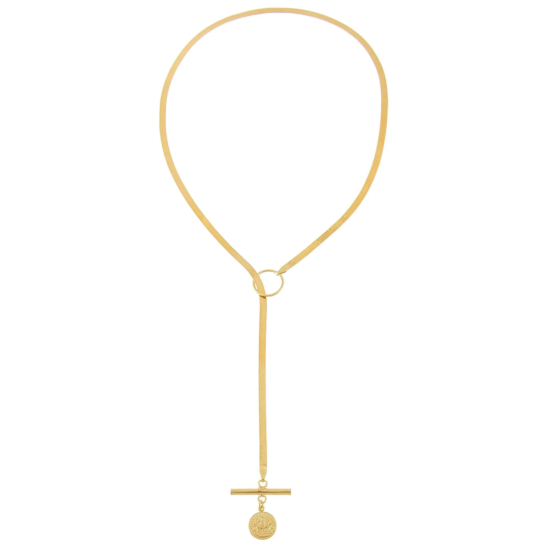 Vintage Coin Toggle Herringbone Lariat sold by Adina Eden's product image thumbnail 2