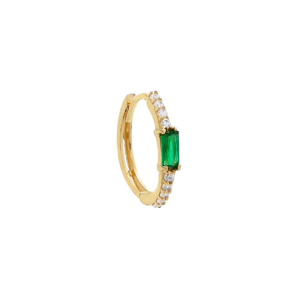 Colored Pavé X Baguette Huggie Earring 14K sold by Adina Eden's product image thumbnail 4