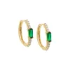 Colored Pavé X Baguette Huggie Earring 14K sold by Adina Eden's