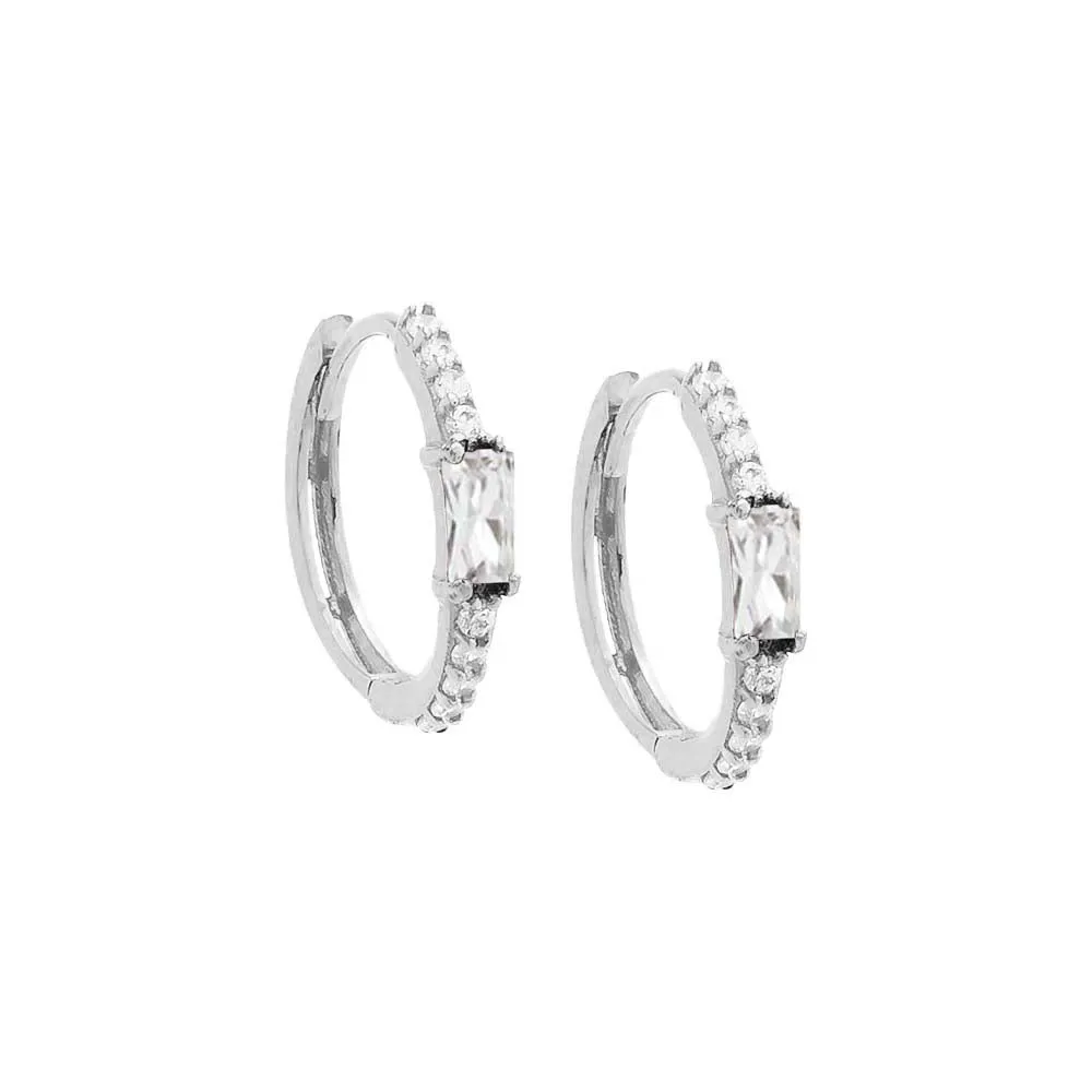 Colored Pavé X Baguette Huggie Earring 14K sold by Adina Eden's product image thumbnail 3