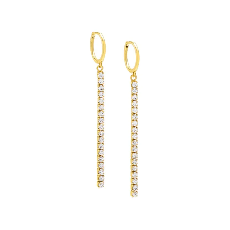 Thin Tennis Drop Huggie Earring sold by Adina Eden's