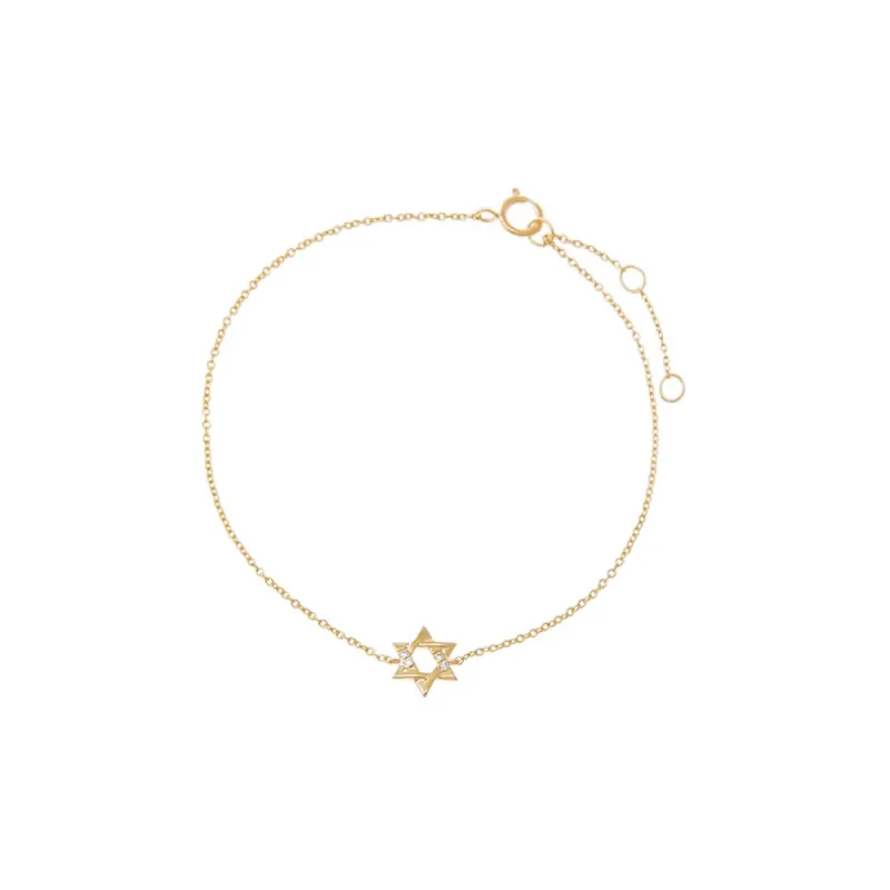 Diamond Pave/Solid Star Of David Bracelet 14K sold by Adina Eden's