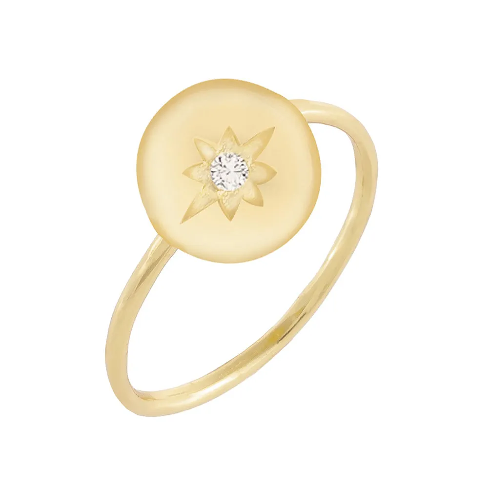 CZ Mini Starburst Stamp Ring sold by Adina Eden's