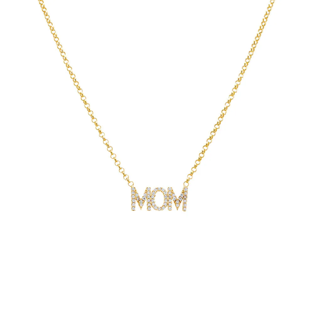 MOM Pavé Block Nameplate Chain Necklace sold by Adina Eden's product image thumbnail 2