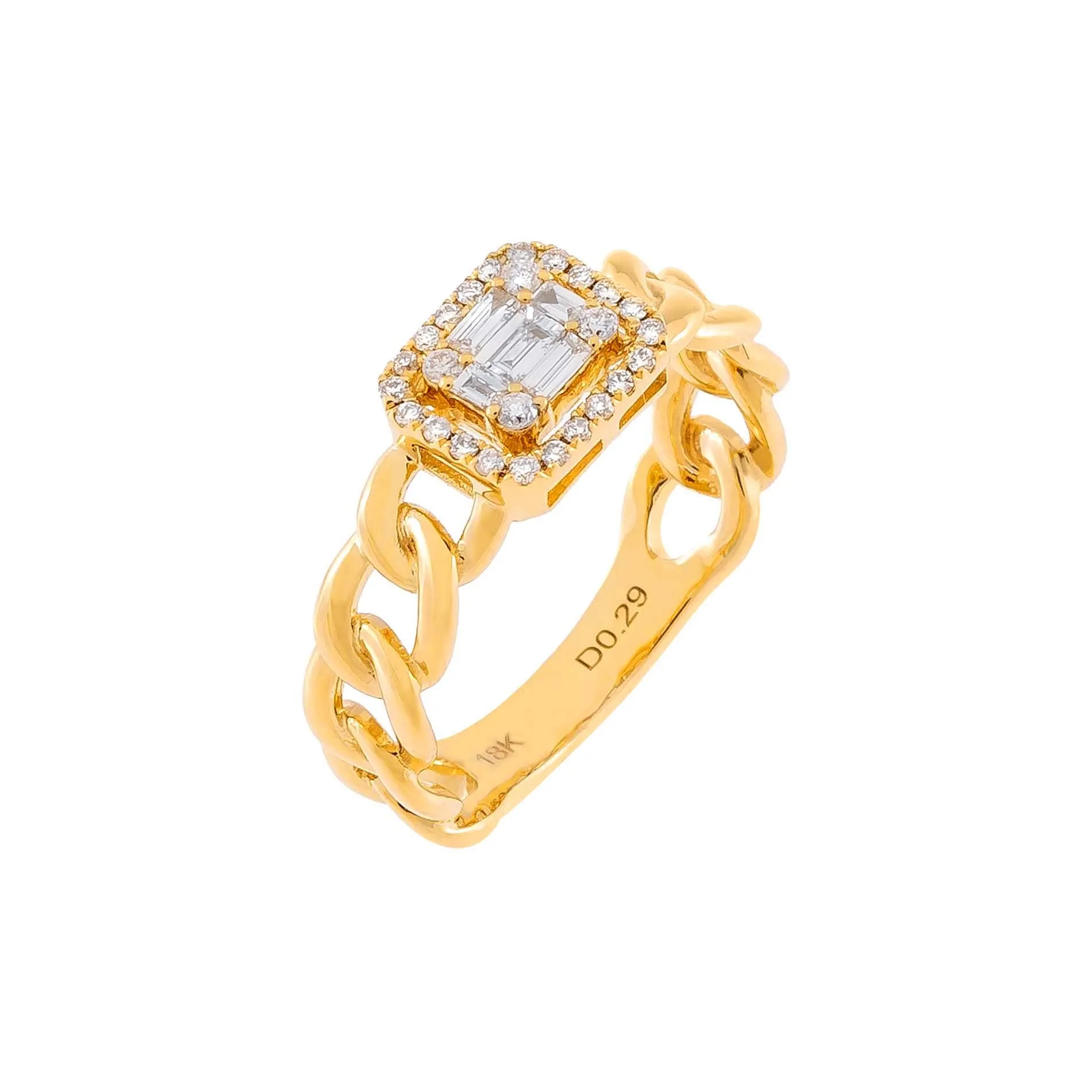Diamond Illusion Baguette Braided Ring 18K sold by Adina Eden's