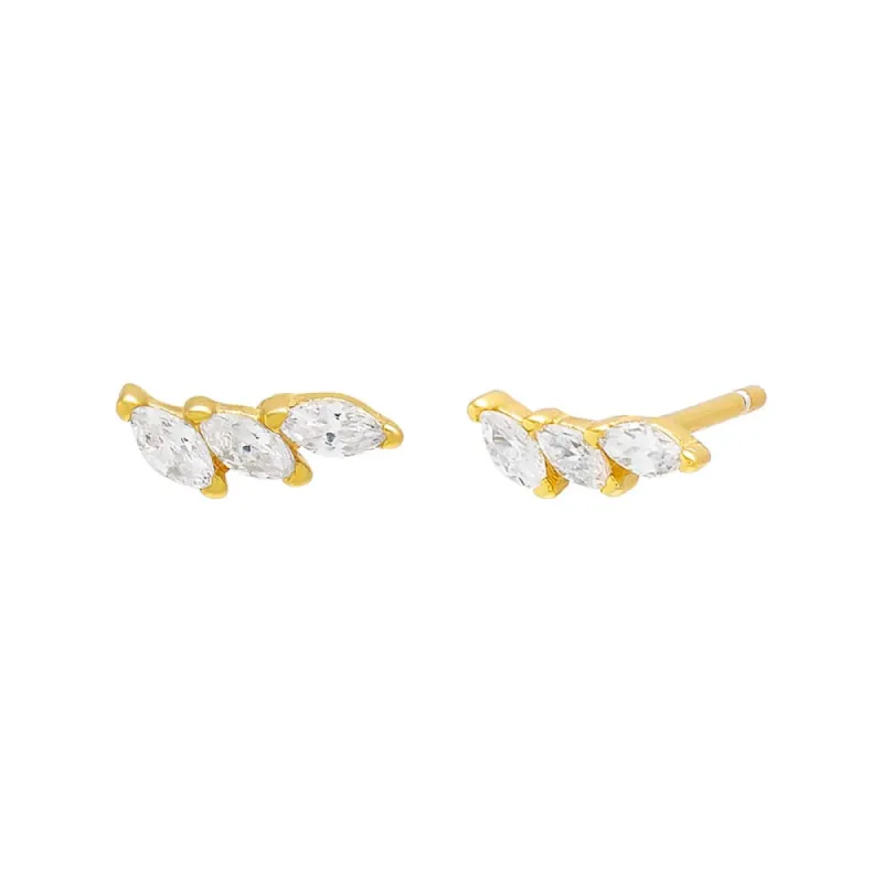 Tiny Curved Marquise Bar Stud Earring sold by Adina Eden's