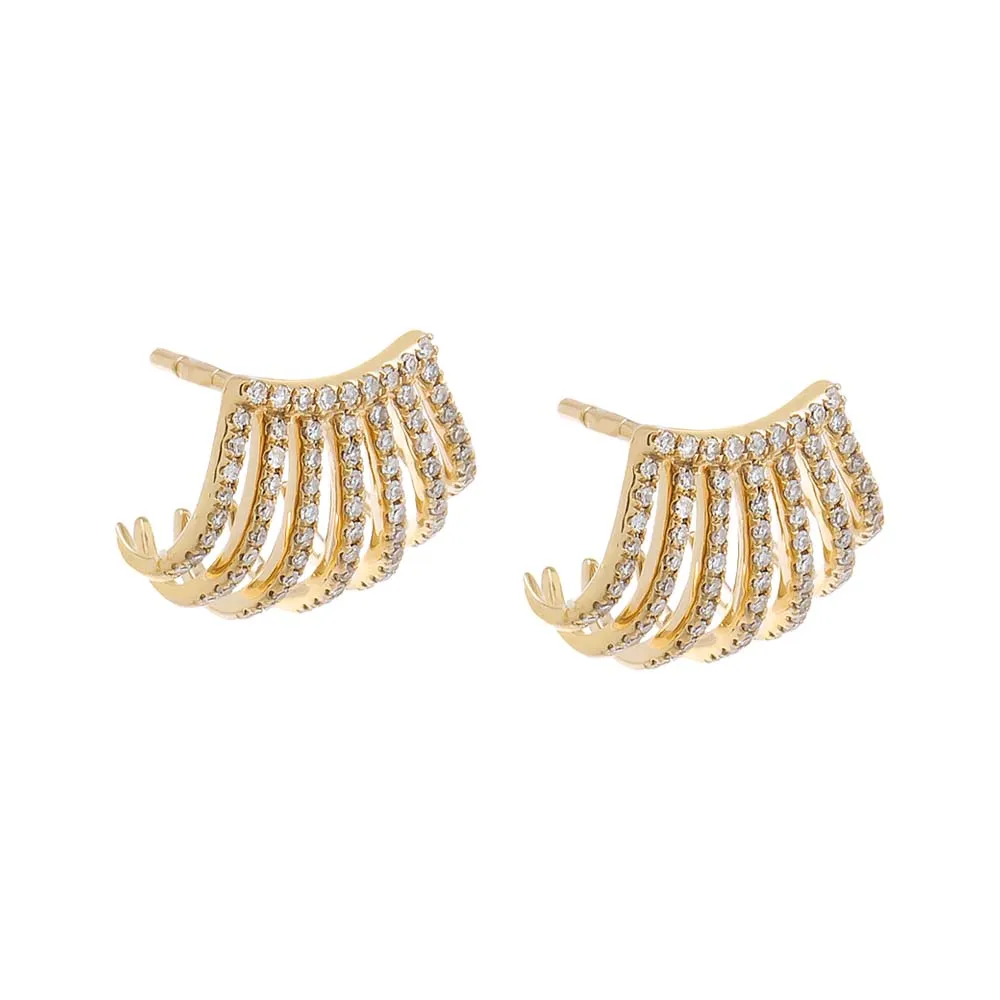 Diamond Pave Multi Row Cage Stud Earring 14K sold by Adina Eden's