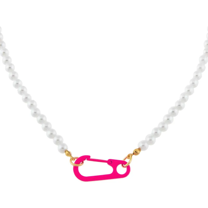 Neon Paperclip Pearl Necklace sold by Adina Eden's