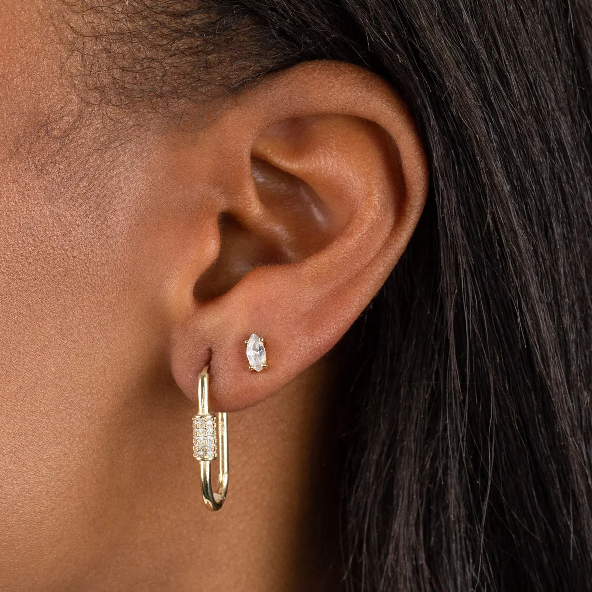 Pavé Toggle Huggie Earring sold by Adina Eden's product image thumbnail 2