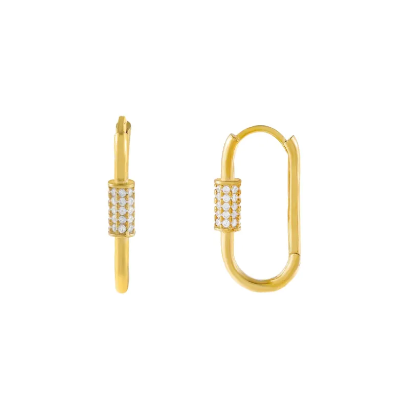 Pavé Toggle Huggie Earring sold by Adina Eden's