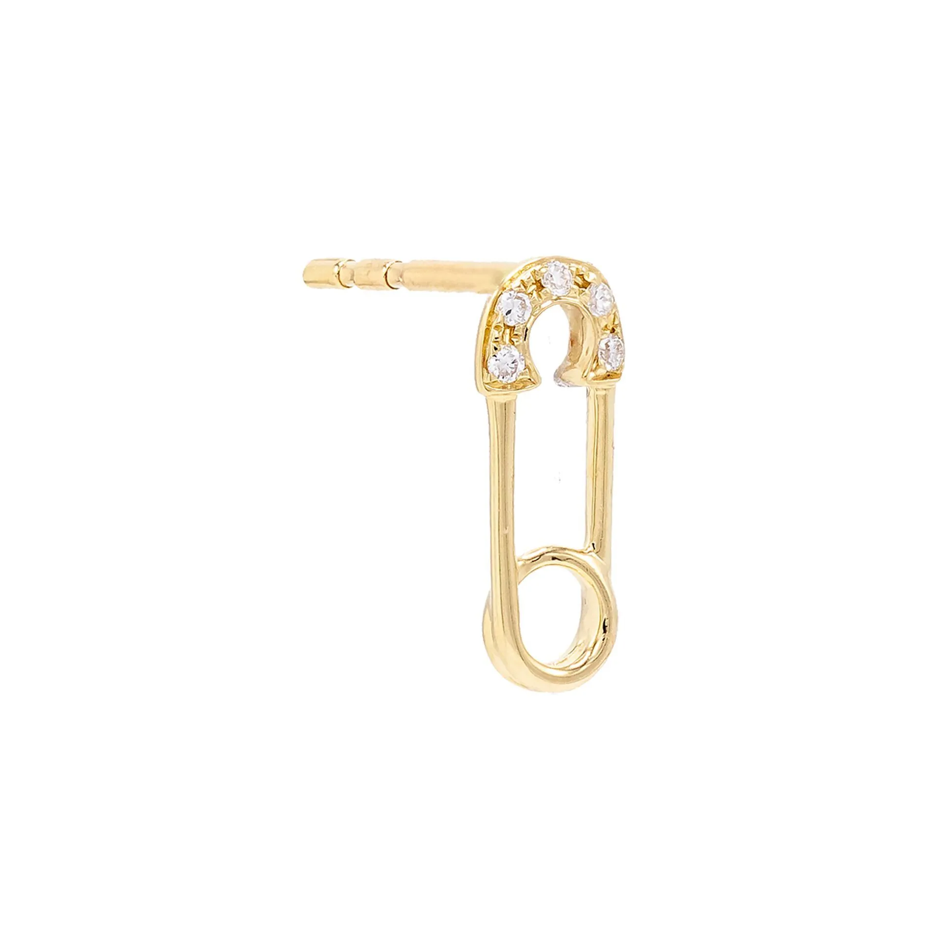 Diamond Safety Pin Stud Earring 14K sold by Adina Eden's product image thumbnail 4