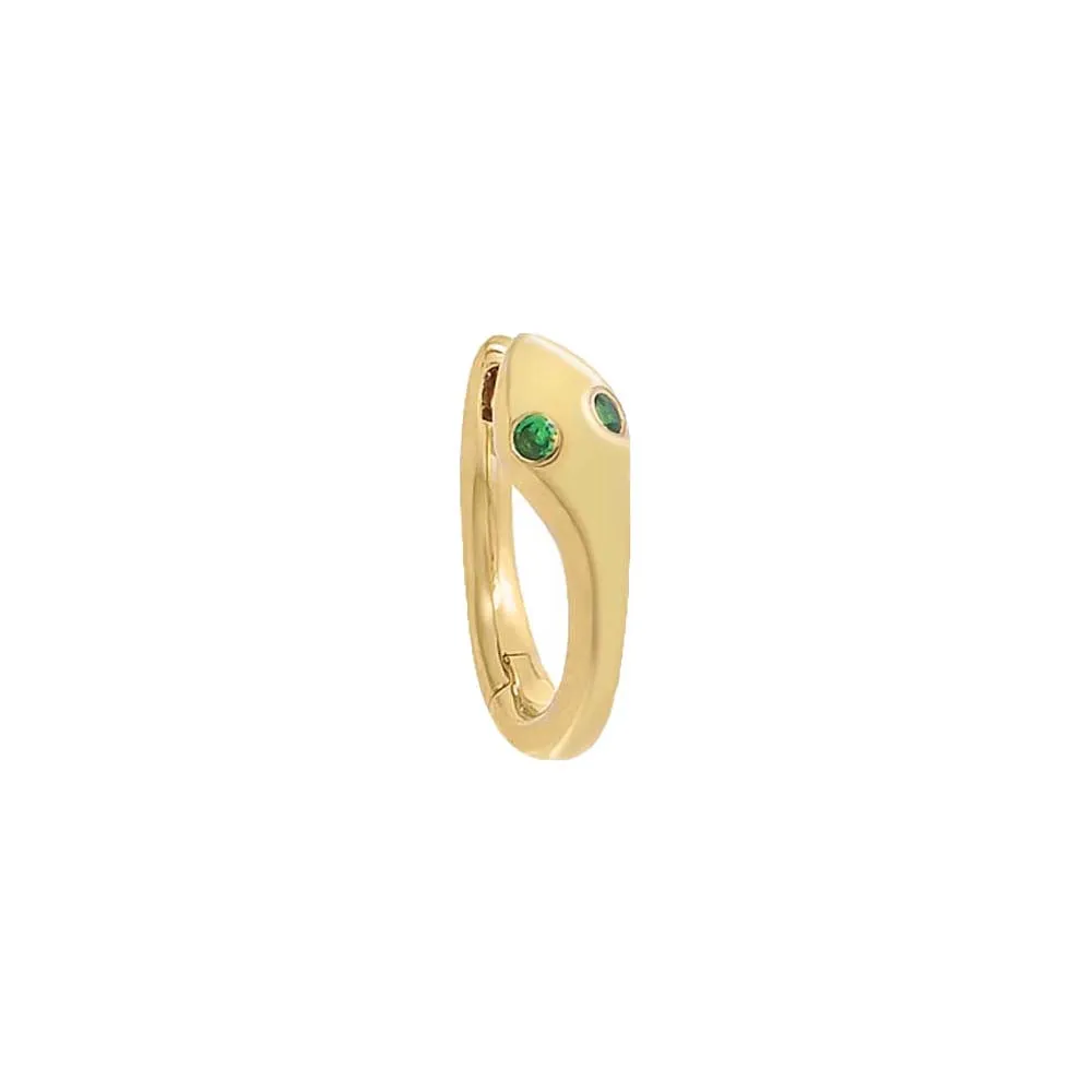 Emerald Snake Huggie Earring 14K sold by Adina Eden's product image thumbnail 3