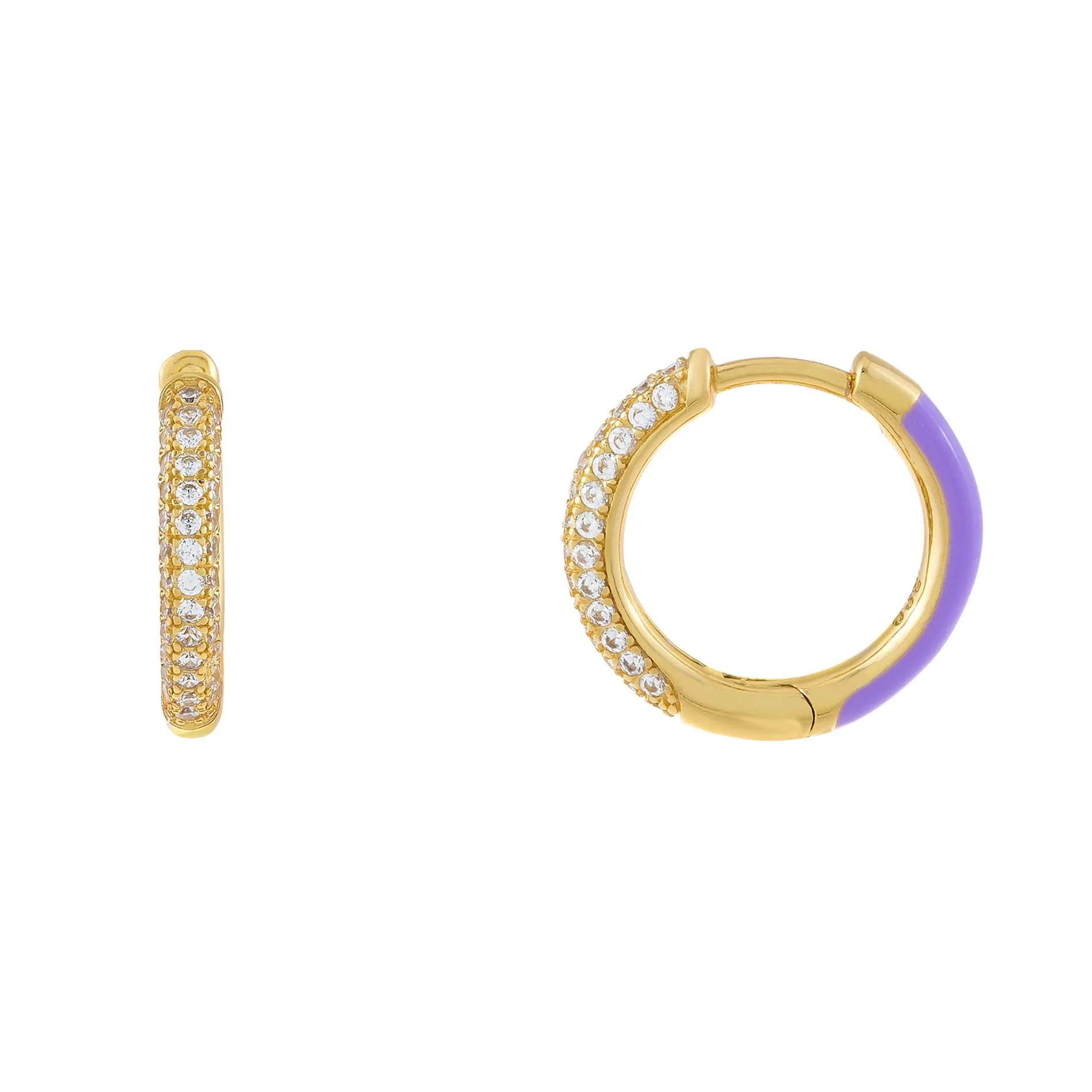 Pavé x Enamel Huggie Earring sold by Adina Eden's product image thumbnail 4