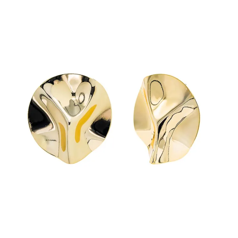 Waved Fluid Disc On The Ear Stud Earring sold by Adina Eden's