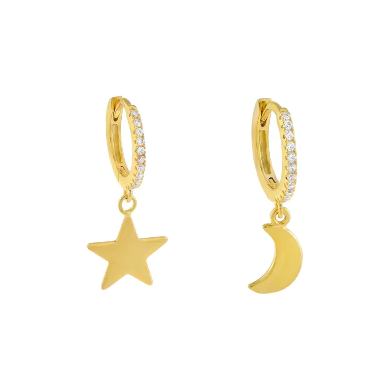Pavé Celestial Huggie Earring sold by Adina Eden's
