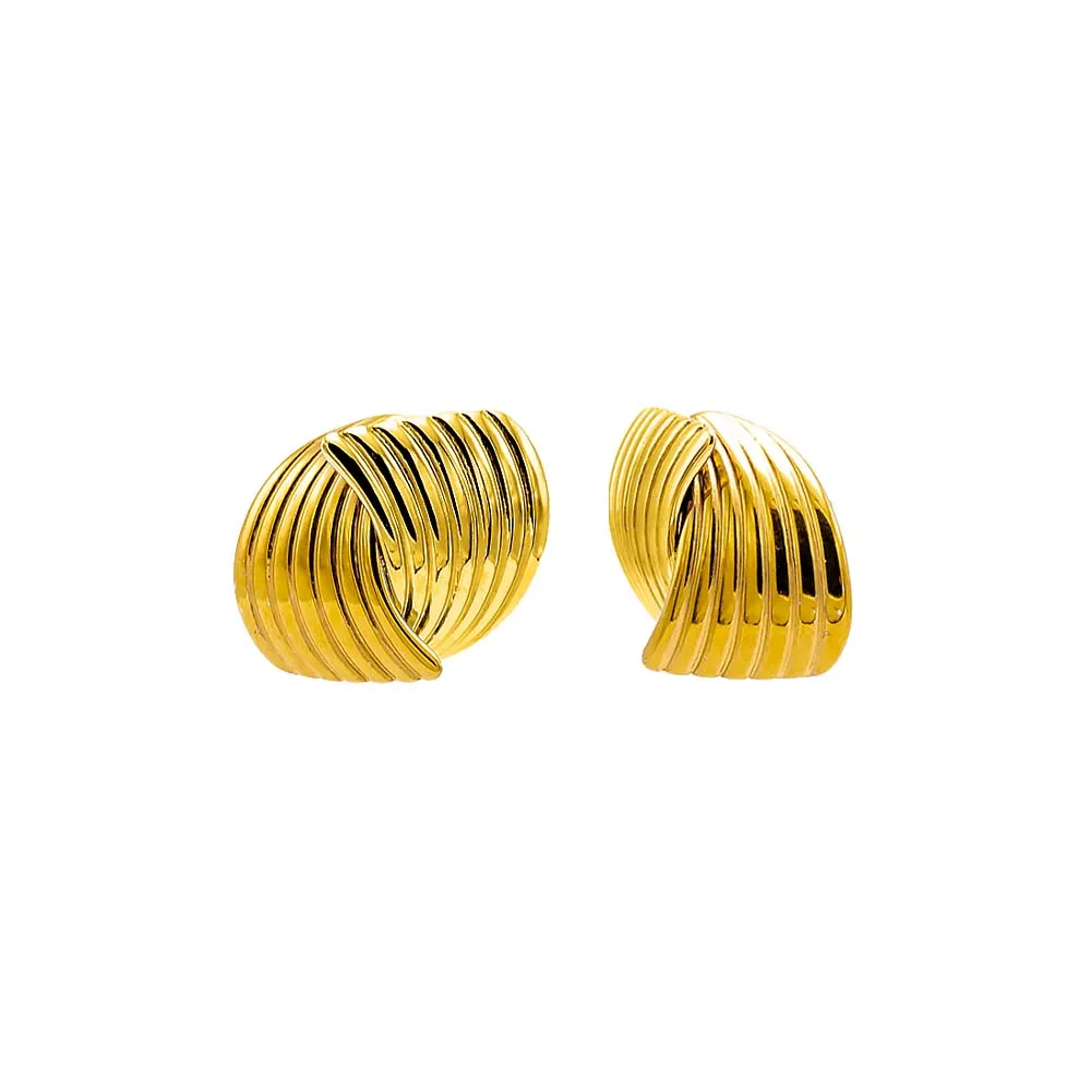 Ridged Double Looped Stud Earring sold by Adina Eden's
