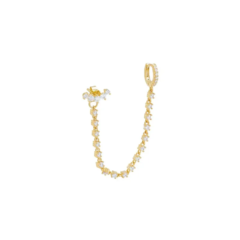 Scattered CZ Chain Stud & Huggie Earring sold by Adina Eden's
