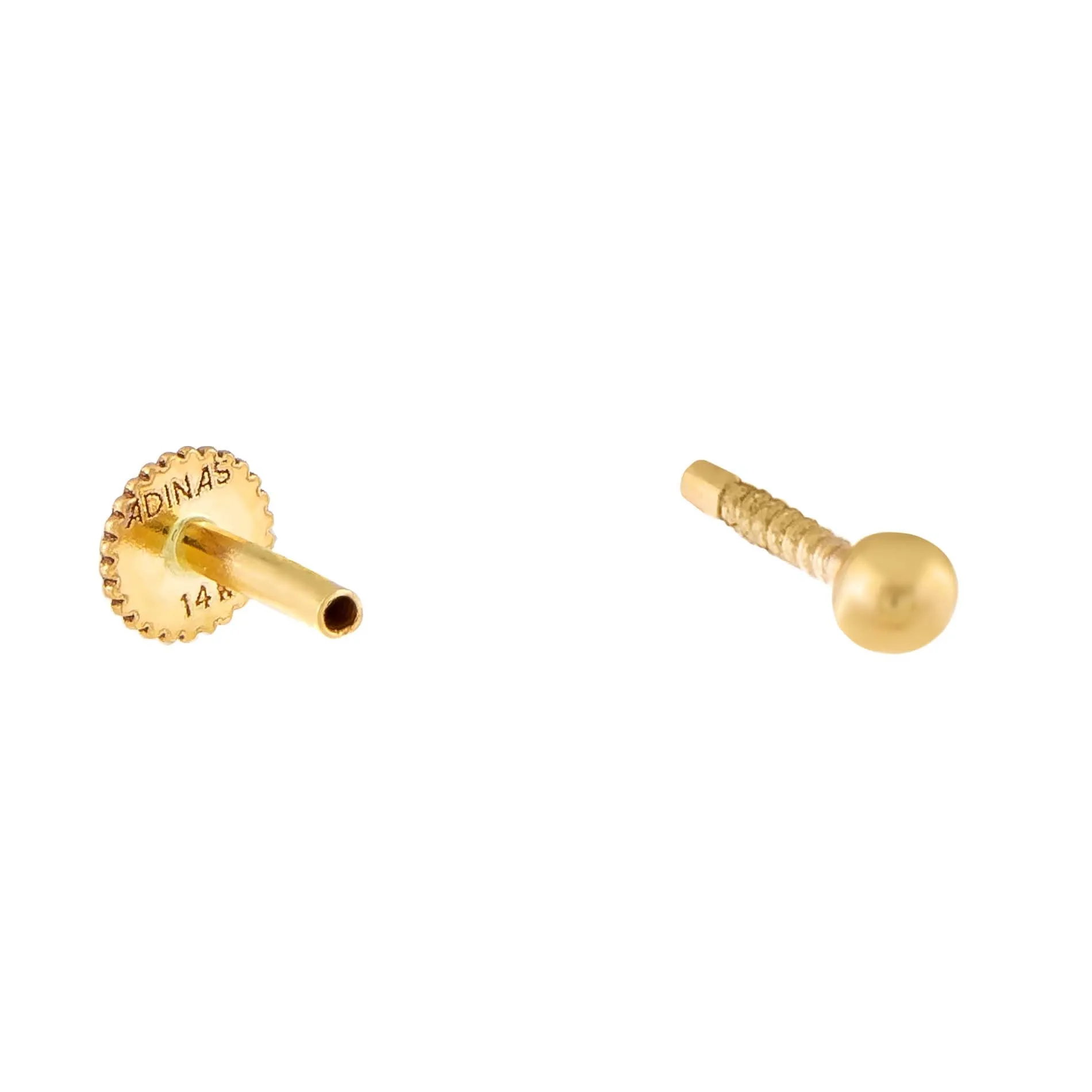 Ball Threaded Stud Earring 14k sold by Adina Eden's product image thumbnail 2