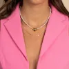 Pearl X Paperclip Chain Necklace sold by Adina Eden's