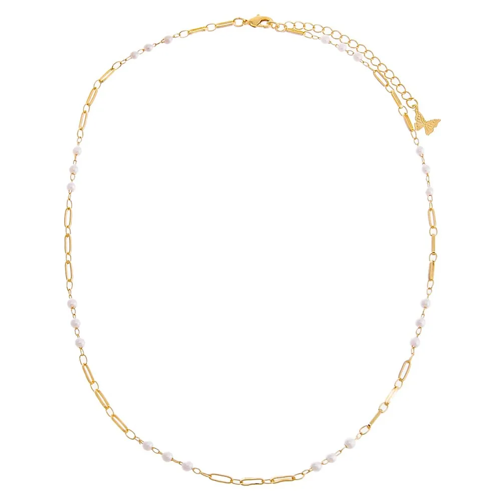 Pearl X Paperclip Chain Necklace sold by Adina Eden's product image thumbnail 4