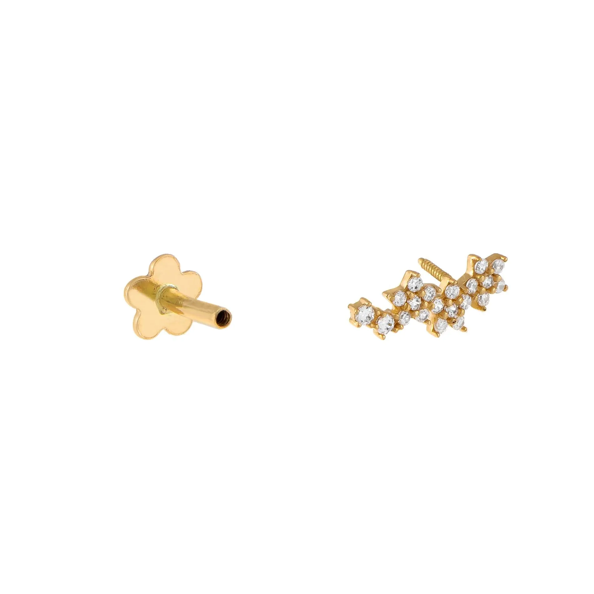 CZ Star Cluster Threaded Stud Earring 14K sold by Adina Eden's product image thumbnail 3