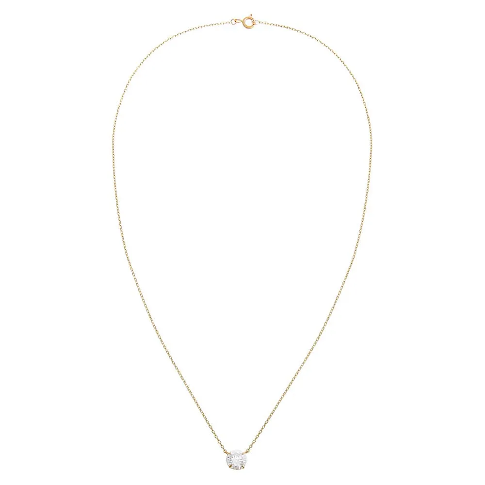 CZ Solitaire Pendant Necklace 14K sold by Adina Eden's product image thumbnail 3