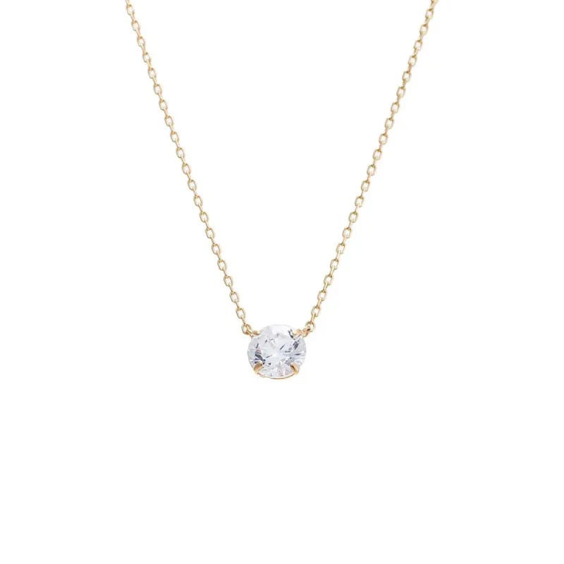CZ Solitaire Pendant Necklace 14K sold by Adina Eden's