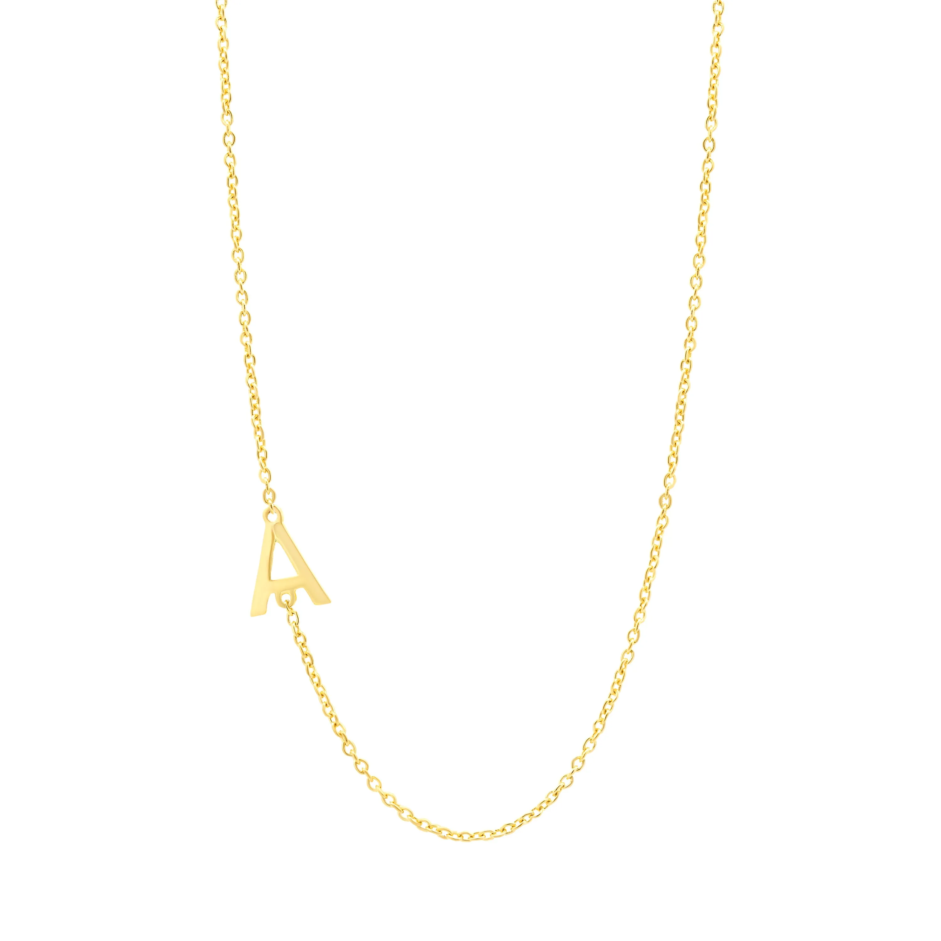 Solid Initial Sideway Necklace 14K sold by Adina Eden's product image thumbnail 3