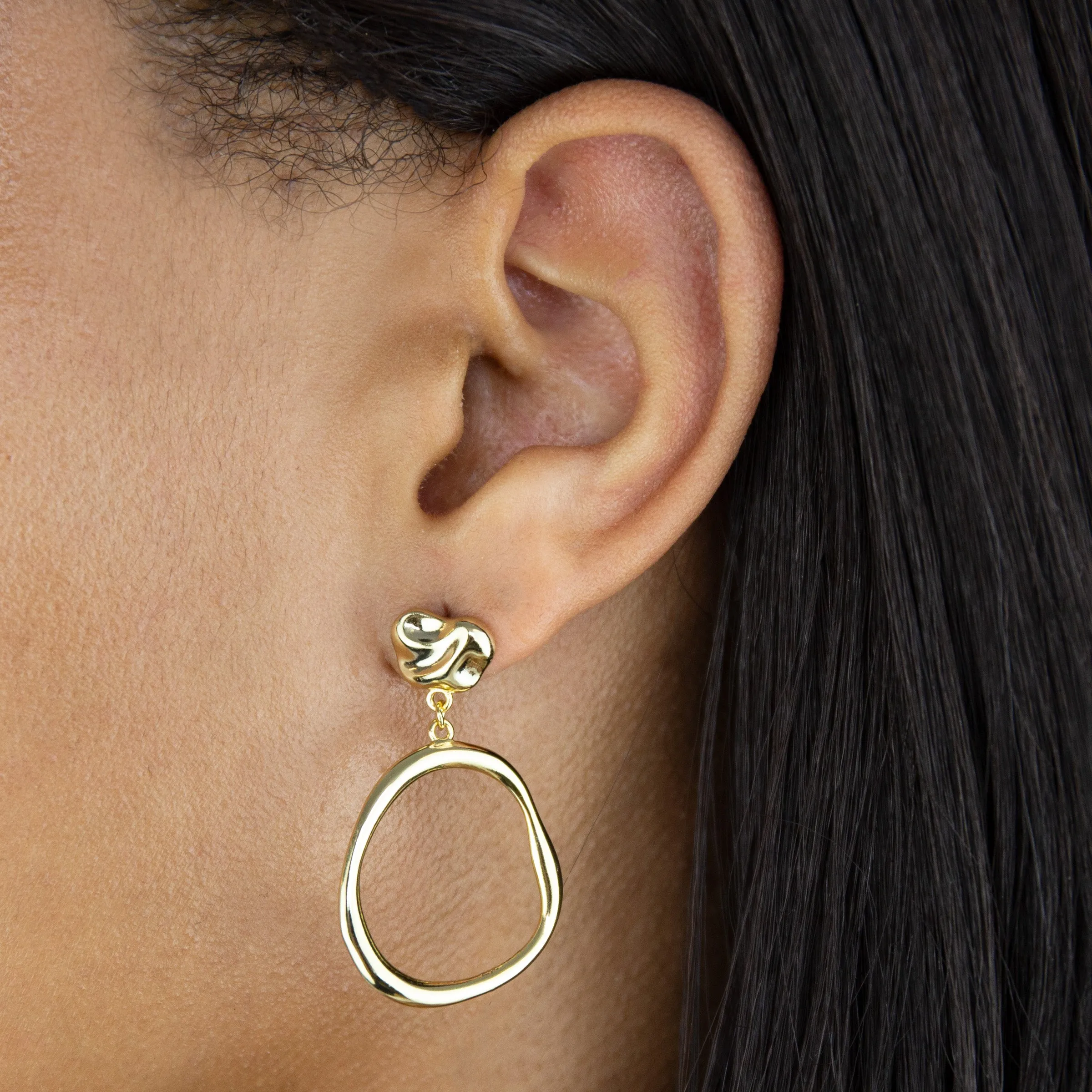 Open Oval Link Drop Stud Earring sold by Adina Eden's product image thumbnail 2