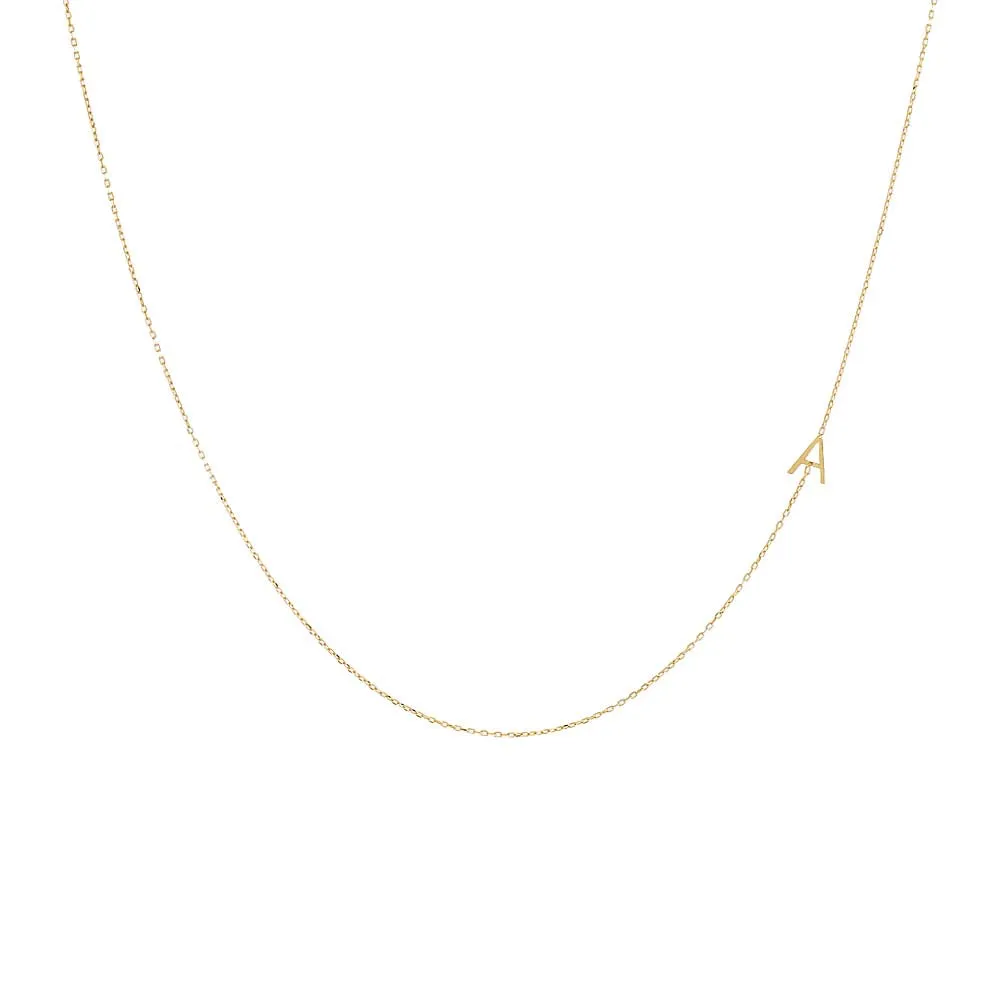 Solid Initial Sideway Necklace 14K sold by Adina Eden's